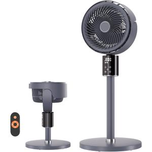 100ft CirculAir Oscillating Standing Fan for Bedroom, Quiet Pedestal Floor Fan with 17"-37.8" Adjustable Height, AC Motor, Ultra Quiet 36-50dB, Touch & Remote Control, 3 Speeds, 12H Timer
