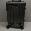 UrbanExplorer 20 Inch Carry On Luggage TSA Approved, Aluminum Frame Zipperless Luggage Carry On with Compartment for Short Trips, ABS+PC Hard Shell Suitcases with Spinner Wheels, Black