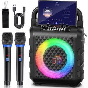 Karaoke Machine with Upgraded 6.5" Subwoofer, Portable Bluetooth 5.3 Karaoke Speaker with Instrumental Mode, PA System with Echo Adjustment, Support USB/TF Card/AUX/REC