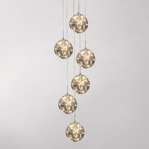 KAUCQI Long Chandeliers for High Ceilings,Modern Crystal Pendant Light,Raindrop Drop Lamp,Hanging Flush Mount Lighting Fixtures for Spiral Staircase,Foyer,Entryway,Living Room
