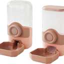 Automatic Gravity Pet Feeder Water Dispenser with Adjustable Hanging Hook - Large Capacity for Small/Medium Animals (Guinea Pigs, Cat, Rabbits, Hedgehogs, Birds) (Pink, 35oz)