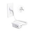 NUTICT 6FT Flat Extension Cord, Right Angle Plug & 3 Outlets, Three Prong Cord Extension with Surge Protector, ETL Listed, 13A/1625W, Ultra Thin Plug for Microwave, TV, Laptop, Behind Furniture, White