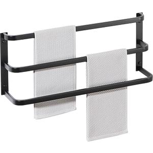 Bath 3 Towel Bars 24 Inch, SUS304 Stainless Steel Rustproof Towel Racks for Bathroom Wall Mount Towel Holder Heavy Duty Matte Black for Bathroom Laundry Room Hotel Modern Home Decor