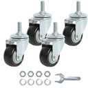 Finnhomy Stem Caster Wheels 2 Inch Heavy Duty Threaded Swivel Casters 3/8"-16x1 Set of 4 Premium Polyurethane Wheels PU Anti-wear Smooth Casters, Black
