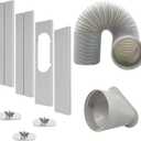 Portable Air Conditioner Window Vent Kit, 5.9 Inch Diameter 59 Inch Length Exhaust Hose,Adjustable Vertical/Horizontal Sliding Window Kit Plate for AC Unit