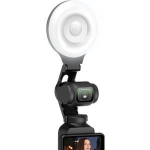 AMAZEAR LED Light for DJI OSMO Pocket 3 Accessories, Auto-Follow Gimbal Selfie Vlog Video Auxiliary Fill Lighting, CRI95, 3-Color Temp 2500-9000K Brightness Adjustable, 2W USB-C (Black)