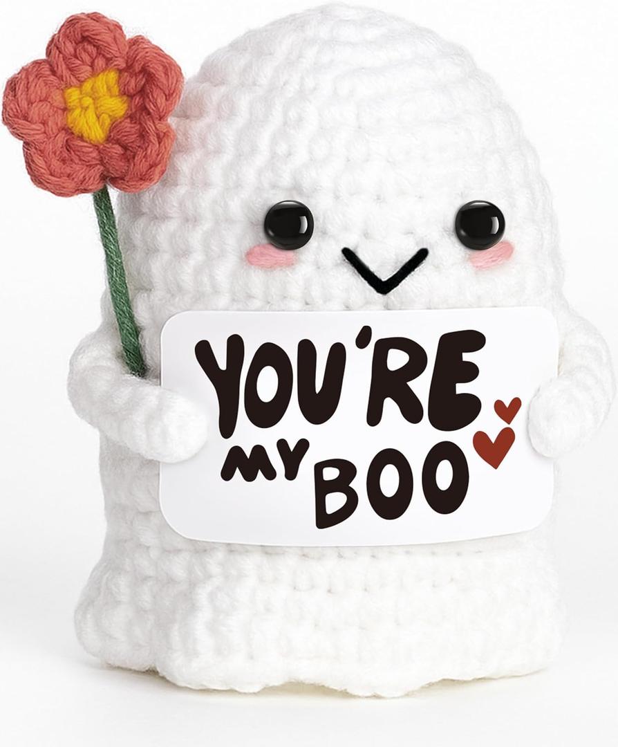 You're My Boo Crochet Ghost - Anniversary Love Gifts for Women Men Her Him Boyfriend Girlfriend, Mothers Day Card for Wife from Husband for Valentine Birthday Halloween