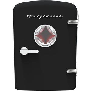 Frigidaire Retro 9-Can Mini Personal Fridge Portable Cooler for Car, Office, Bedroom, Dorm Room, or Cabin, 11.8" D x 7.1" W x 10.1" H, BLACK