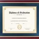 11x14 Diploma Frame with Navy over Gold Mat, 14x17 Certificate Frame, Real Wood with Gold Trim, Mahogany Frame with Arcylic