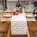 Halloween Ghost Table Runner, White 3D Faux Fur Table Runners, 3D Cute Ghost Pattern Table Decor for Indoor Outdoor, Halloween Home Party Decor, 13*72 Inch