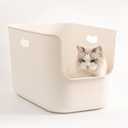 SpaceTime Extra Large Litter Box with High Sides,22.64"14.76"13.98" XL Multi Cat Litter Pan for Kitty,Cat Boxes for Indoor Cats,Jumbo Litter Boxes for Big Cats,Anti-Splashing,Easy to Clean (White)