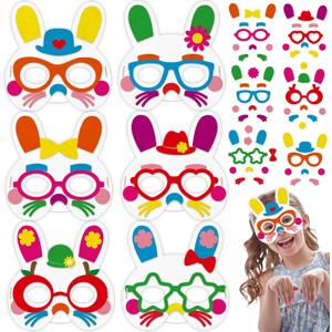 208pcs Easter Bunny Mask Foam Crafts Set for Kids, 16 Bulk Crafts for Ages 3-5 & 4-8, Spring Arts, Party Favors, Home Activity, Art Project (16 Sets)