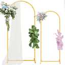 Set of 2 Gold Metal Wedding Arch Backdrop Stand (7.2FT and 6FT), Balloon Arch Stand for for Party, Wedding, Baby Shower, Graduations, Holiday Ceremony - Ideal for Balloons Flowers and Garden Decor