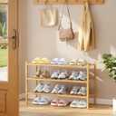 Kitsure Bamboo Wooden Shoe Rack for Closet - Stackable Shoe Organizer with Modular Structure, Space-Saving Shoe Shelf for Entryway, Living Room, Bedroom, 26.8" x 11" x 18.9", Natural