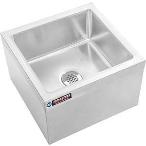 DuraSteel 24x24x13 Commercial Floor Mop Sink - NSF Certified 304 Stainless Steel Utility Room Service Basin with Leak Proof Flat Drain - Large Tub for Dog Washing, Filling Water Bucket, Cleanup
