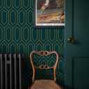 Safiyya Geometric Peel and Stick Wallpaper Gold and Dark Teal Contact Paper Self Adhesive Wall Paper Removable Wallpaper for Walls Vinyl Roll 196"x17.3"