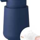 Matte Navy Blue Foaming Hand Soap Dispenser Plastic 11 oz - Modern Minimalist Style for Bathroom & Kitchen Countertop Refillable
