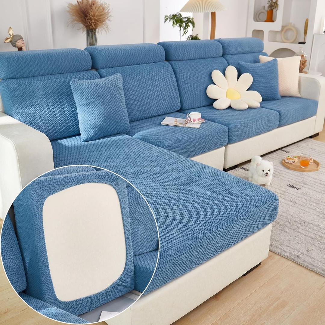 Magic Sofa Covers Magic Sofa Couch Covers 2024 New Wear-Resistant Universal Sofa Cover Stretch for Sectional Slipcovers (Texture-Blue,Large Single Seat Cover)