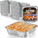 Fit Meal Prep 33 Pack 8x8 Aluminum Foil Square Baking Pans - 8 Inch Disposable Cake Pans, Foil Tins, Takeout Food Container for Baking, Cooking, Roasting, Heating, Storing and Meal Prep