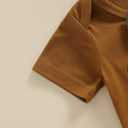 Newborn Baby Boy Clothes Short Sleeve Romper and Pants Hat Infant Boy Coming Home Outfit 3Pcs (3-6 Months)