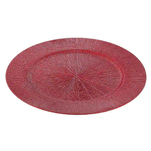 Tanlade 50 Pcs Red Charger Plates Bulk, 13" Round Plastic Dinner Charger Plate, Shiny Golden Table Chargers Serving Plates Catering Tabletop for Thanksgiving Halloween Christmas Wedding Party Decor