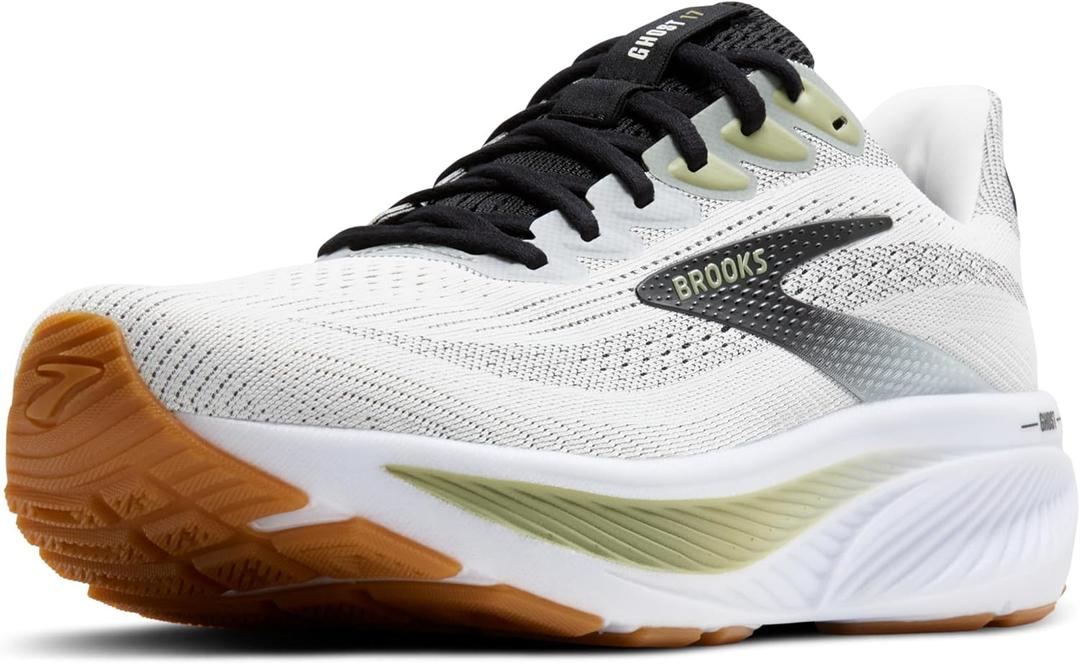 Brooks Men's Ghost 17 Neutral Running Shoe (8.5, White/Black/Tea)