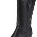 Monrovia Western Cowgirl Boots for Women, Wide Calf, Low Block heels, Pointed Toe, Embroidered, Chunky Heel Mid Calf Cowboy Boots   8.5