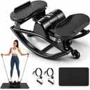 Rock Stepper Side to Side, Rocking Stepper for Exercise at Home with Resistance Bands & LCD Monitor, Low Impact Mini Stair Stepper, Anti-Slip Compact Home Workout Equipment, 250 LBS