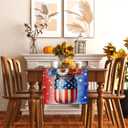 Red White and Blue Vases Flowers Table Runner 4th of July Memorial Day Veterans Day Independence Day Tablecloth Patriotic Decorations and Supplies for Home Kitchen Table-1372''