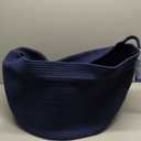 Dark Blue Basket for Organizing, 22" x 14" Extra Large Woven Cotton Rope Laundry Basket, Blanket Storage for Living Room Bedroom, Big Nursery Kids Toy Box Organizer, Pool Towel Storage Bin