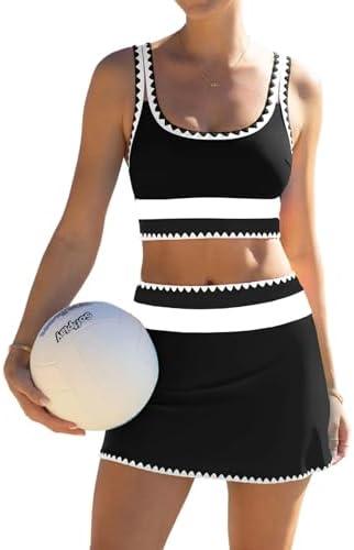 popvil High Waisted Bikini Sets for Women Tummy Control Swimsuits 3 Piece Bathing Suits Neon Swimwear with Skirt 2026,XL