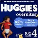 Huggies Size 4 Overnites Baby Diapers: Overnight Diapers, Size 4 (22-37 lbs), 100 Ct,