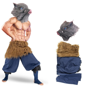 WELLMILLER Inosuke Cosplay Costume Pants Apron Suit Full Set with Inosuke Mask for Adult Men Women, M