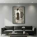 QKF 3Pcs Brown Abstract 3D Texture Black Aluminum Frame Canvas Wall Art, 36"L x 24"W