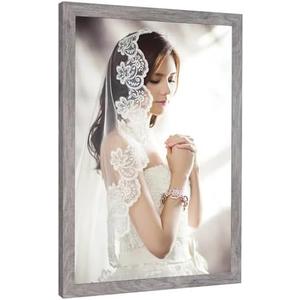 JDZIVTOP 20x28 Frame Distressed Gray, Rustic 28x20 Picture Frame Grey, Art Pic Poster Frame, 20 by 28 Gallery Family Concert Portrait Photo Frame Anniversary/Birthday/Wedding/Thank you/Christmas Gift