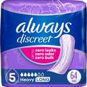 Always Discreet Adult Incontinence Pads for Women, Heavy Absorbency, Long Length, Postpartum Pads, 32 Count x 2 Packs (64 Count Total) (Packaging May Vary)