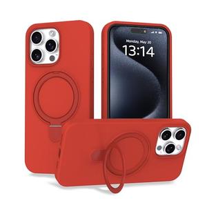 IAIYOXI Case for iPhone 13 Pro Case with Magnetic Invisible Stand - MagSafe Compatible, Military Drop Tested, Shockproof Silicone Cover for Women and Men (6.1", 2021) - iPhone 13 Pro, Red
