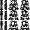 Talltalk 12 Pcs Soccer Gift Party Favors Set, Soccer Water Bottles 24 oz with Drawstring Bags, Sports Goodie Bags for Team Gifts, Sports Party Supplies for Birthday Decorations