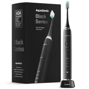 AquaSonic Black Series Electric Toothbrush - Rechargeable, 4 Modes, Travel Case