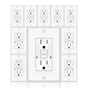 GFCI Outlet, Tamper-Resistant Outlets, UL Listed Self Test GFI Receptacle with 2 LED Indicator, 15 Amp, White (10 Pack) GFCI Outlet, Tamper-Resistant Outlets, UL Listed Self Test GFI Receptacle with 2 LED Indicator, 15 Amp, White (10 Pack)