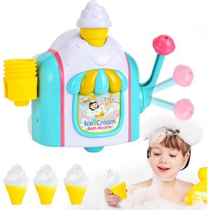 Bath Toys for Kids Ages 4-8, Ice Cream Bubble Machine for Toddlers Ages 3-5, Ice Cream Foam Maker Bathtub Toys, Pretend Cake Play Set for 3 4 5 6 Girls Boys Christmas Birthday Gifts