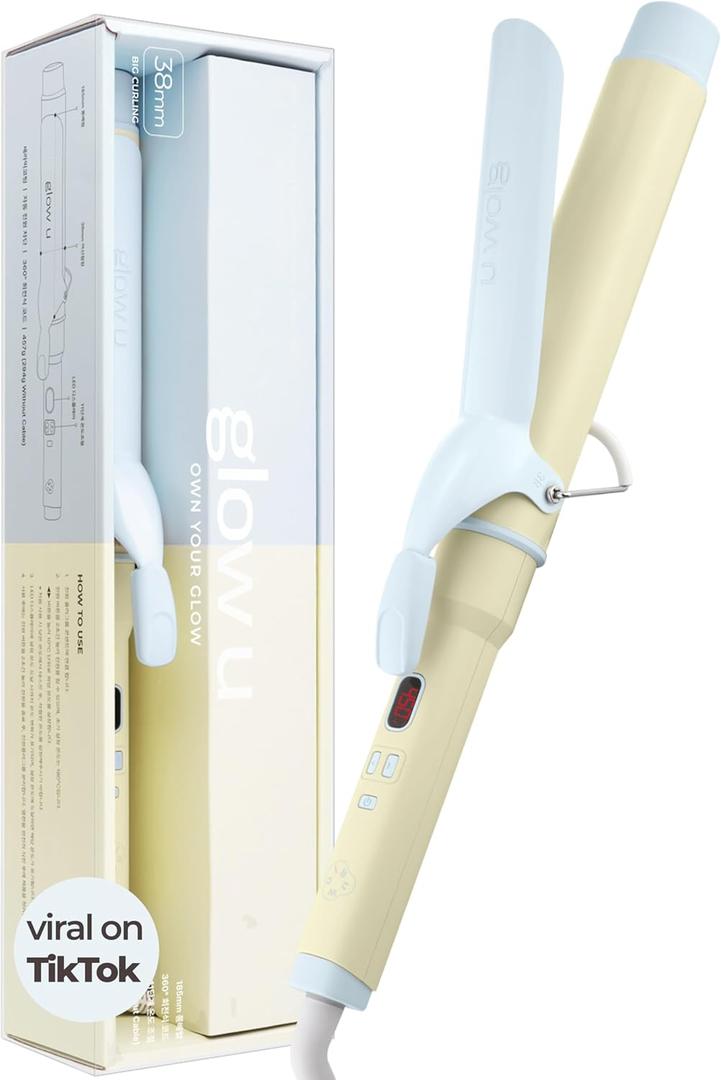 1 1/2 inch Extra Long Curling Iron - 10 Temperature Modes Fast and Easy Styling - 7.3" Ceramic Barrel Hair Wand for All Hair Types Blowout, Beach Waves, Bouncy Curls - Marshmallow