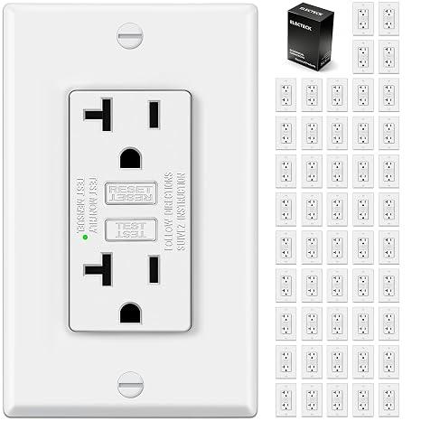 ELECTECK 50 Pack GFCI Outlets 15 Amp, Non-Tamper Resistant, Decor GFI Receptacles with LED Indicator, Ground Fault Circuit Interrupter, Wallplate Included, ETL Listed, White