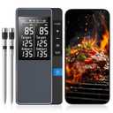 Smart Bluetooth Wireless Meat Thermometer, Real-Time Monitoring Control Digital Thermometer with Smart App, 2 Meat Probes IP67 Waterproof High Accuracy Perfect for BBQ, Oven, Grill & Smoker