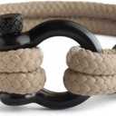 Mens Rope Bracelet - Stainless Steel Black Shackle, Extremely Durable and Scratch Resistant Waterproof Paracord, Handmade, Nautical Wristband for Men (Beige) Man 7.75