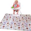 Minimono Baby Splat Mat for Under High Chair, Arts and Crafts - 47"x57" Washable Waterproof Activity Mats and Floor Protector Anti Splash Spill Mat for Baby Led Weaning - BLW Supplies (Safari Animals)