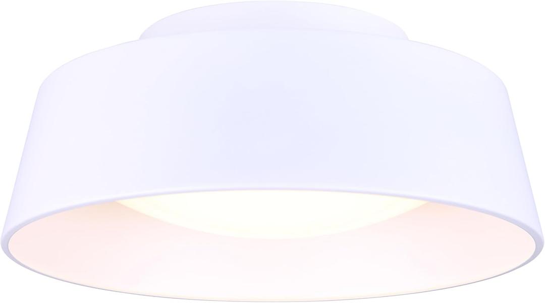 Canarm Adira 14-Inch LED Flush Mount Ceiling Light, White Acrylic Drum, Integrated Dimmable LED, Modern Lighting for Bedroom or Kitchen