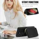 Phone Case for Samsung Galaxy S21 Ultra 5G Wallet Cell Cover with Tempered Glass Screen Protector Crossbody Strap Lanyard RFID Blocking Credit Card Holder S21ultra 21S S 21 21ultra G5 Women Men Black