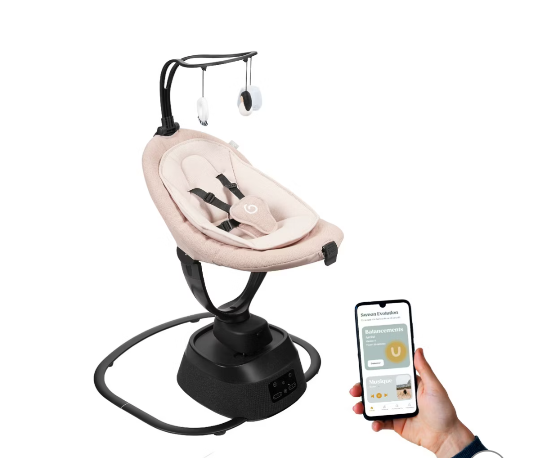 Babymoov Swoon Evolution Connect Baby Swing with Customizable Sounds and Music