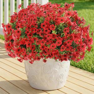 Artificial Flowers Fake Plants for Outdoors Spring Decoration, 13Bundles Silk Realistic UV Resistant Faux Flowers for Outside Planter Porch Yard Patio Garden Home Indoor, Red